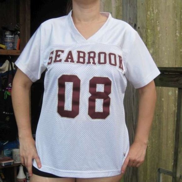 Varsity Spirit Fashions M Seabrook 08 White & Maroon Team Jersey Shirt Polyester - Picture 1 of 7